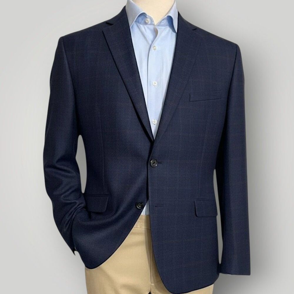 TALLIA Navy Windowpane Sport Coat